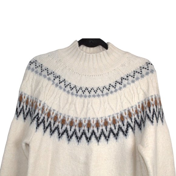 Artelier Nicole Miller Med Mock Neck Fair Isle Ribbed Knit Sweater Pullover Soft - Picture 4 of 11
